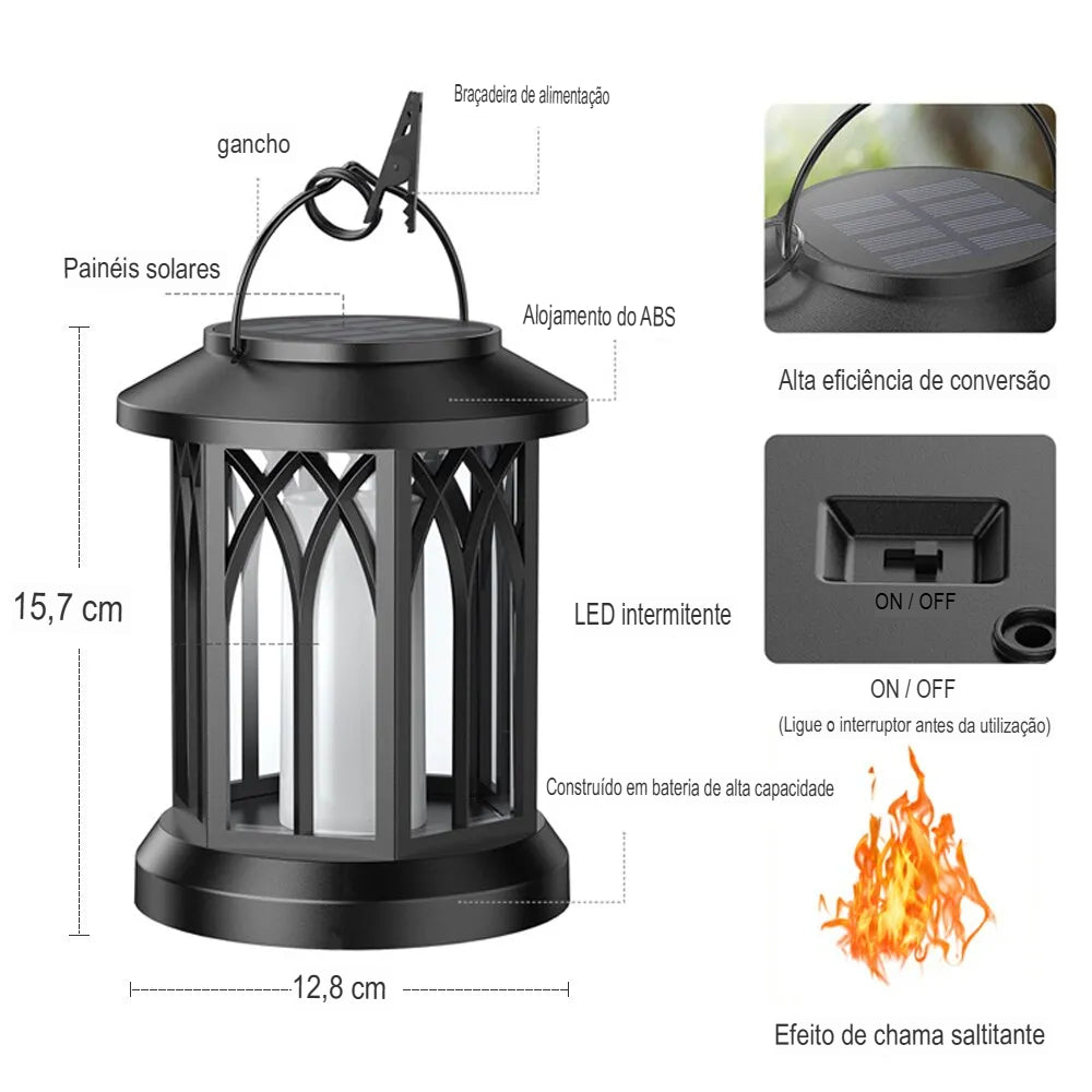Lâmpada Solar LED com Chama Simulada